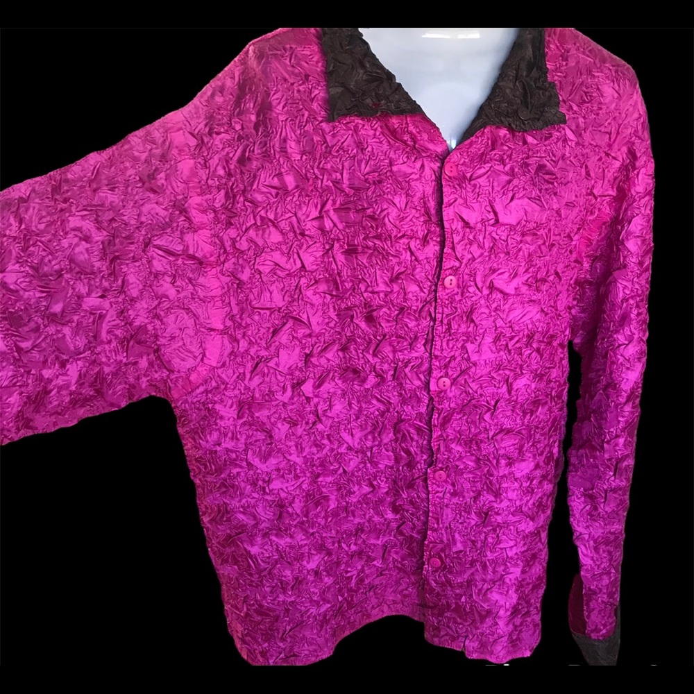 Reversible Black/Pink Crinkle Textured Jacket, Packable, Size XL